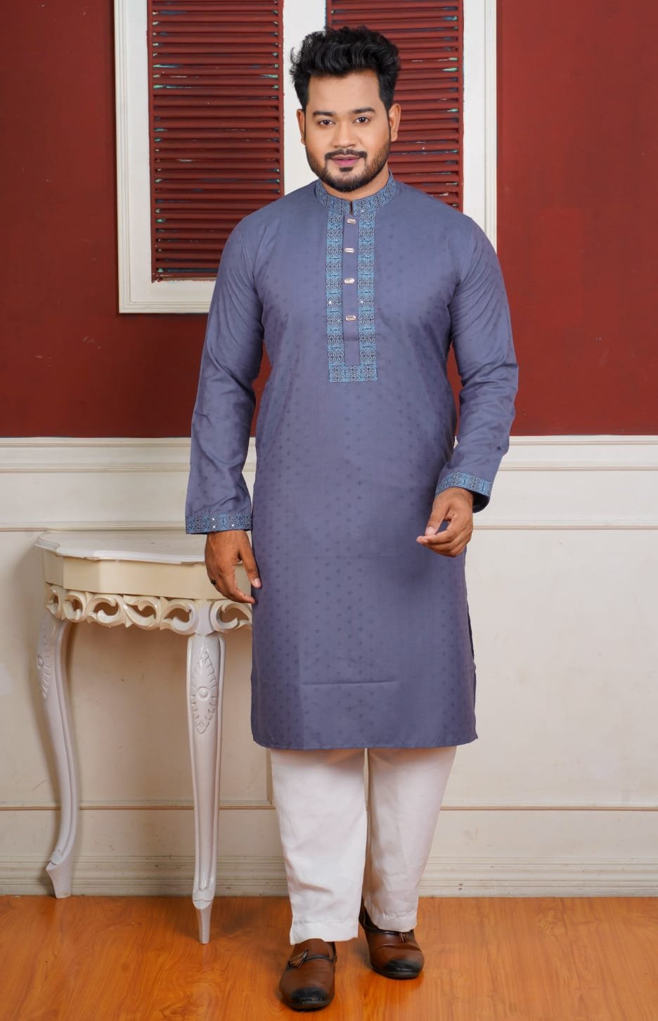 প্রিমিয়াম কট সিকুয়েন্স এম্ব্রয়ডারি পাঞ্জাবী